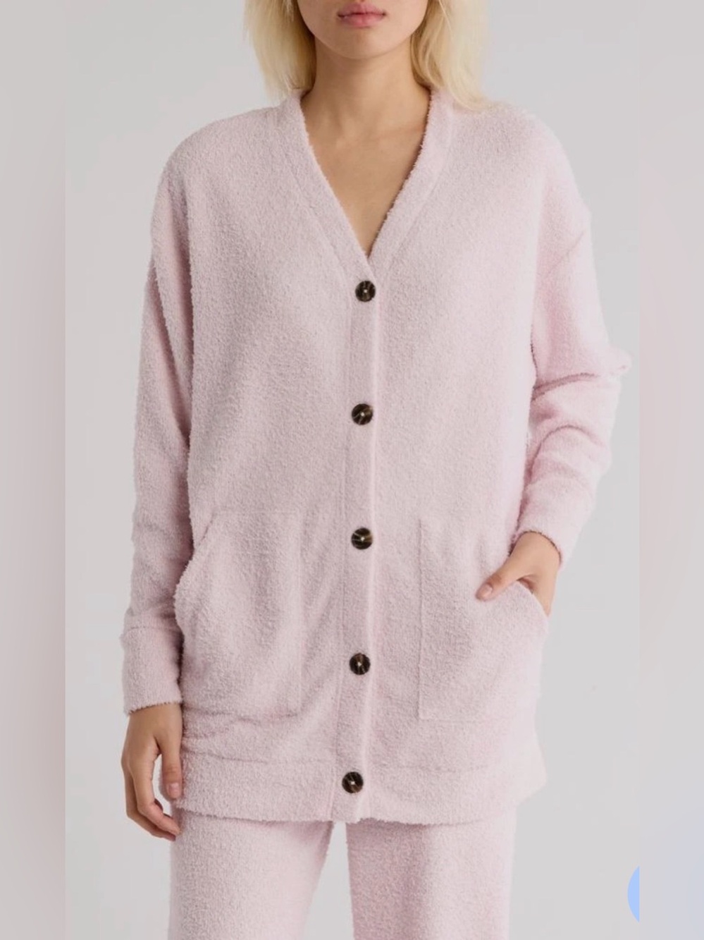 Honeydew Cozy V-Neck Pink Button Cardigan Sweater